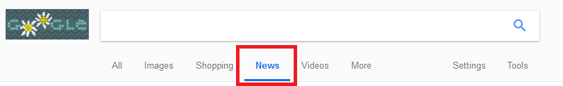 Il pulsante “News” sul motore di ricerca di Google