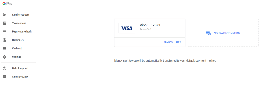 Google Pay: visualizzazione delle carte di credito e dei conti bancari associati