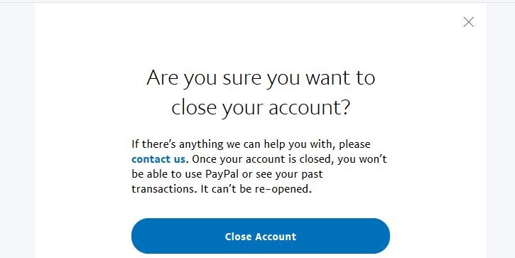 PayPal: chiusura del conto