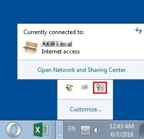 Pannello delle notifiche in Windows 8: collegamento di rete