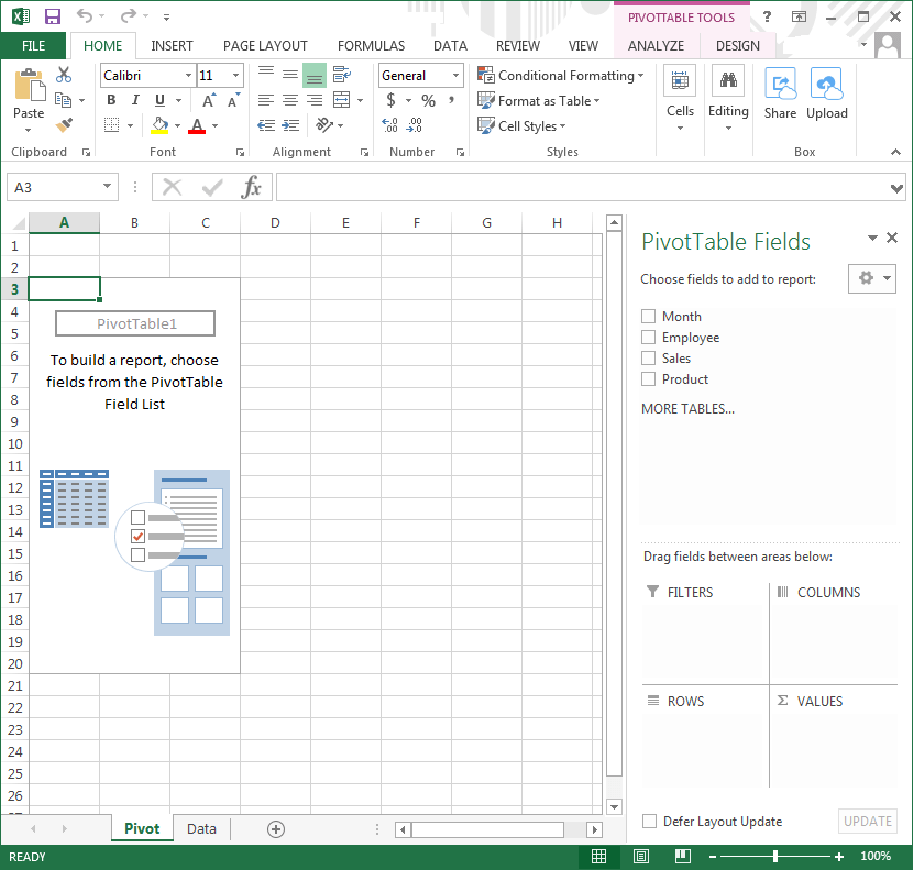 Tabella pivot vuota in Excel