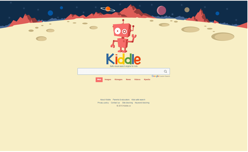 Homepage del motore di ricerca Kiddle