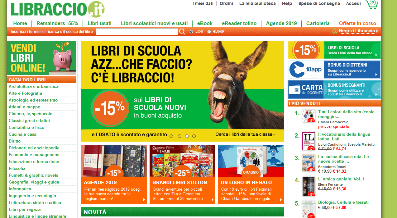 Homepage del Libraccio