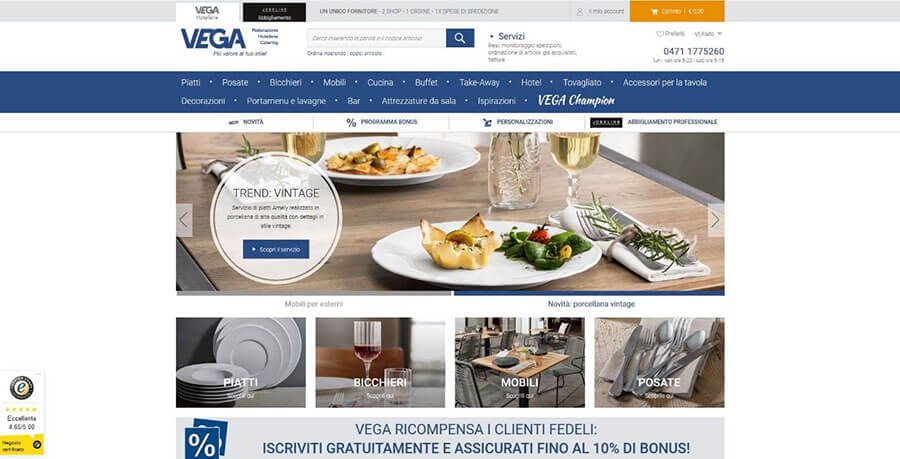 Homepage di VEGA