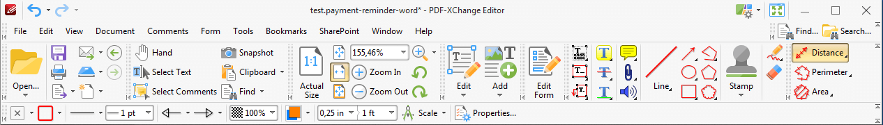 Barra degli strumenti di PDF-XChange Editor