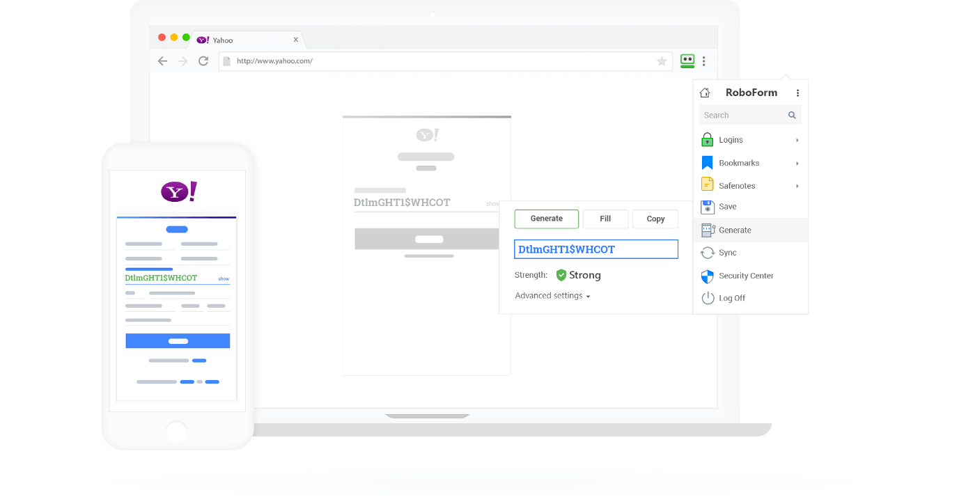 Interfaccia utente di RoboForm su macOS e iOS