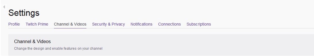 Screenshot del menu delle impostazioni di Twitch