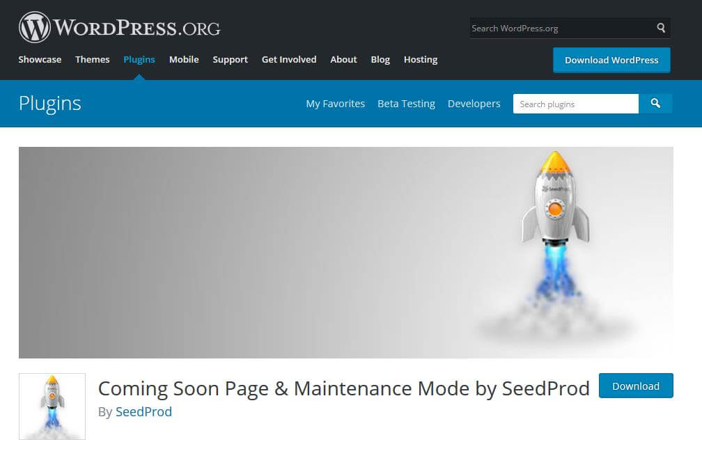 Pagina di download di Coming Soon Page & Maintenance Mode di SeedProd