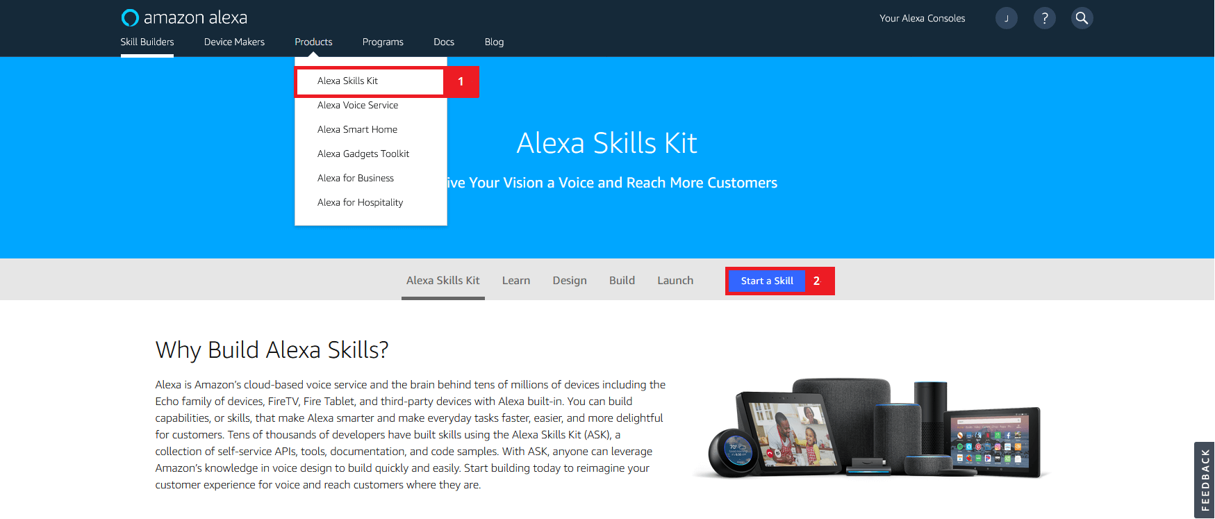 Account di Amazon Developer: Alexa Skills Kit