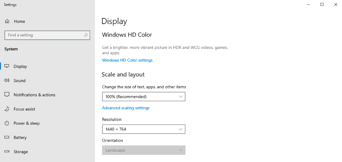 Opzioni per ruotare lo schermo su Windows 10