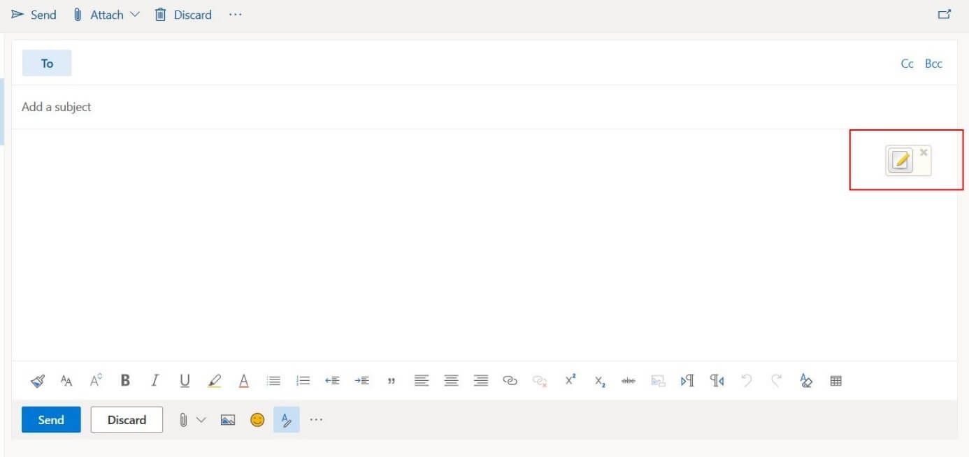 Editor di messaggi di Outlook nel web