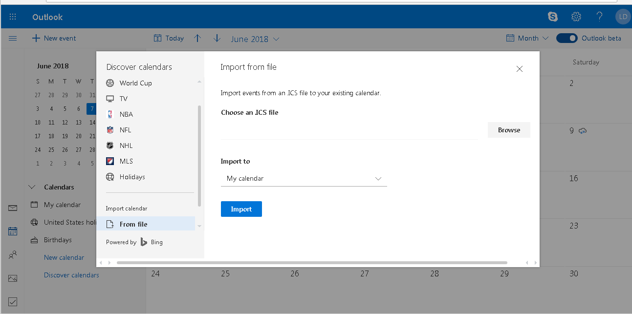Importare un calendario in Outlook Web App