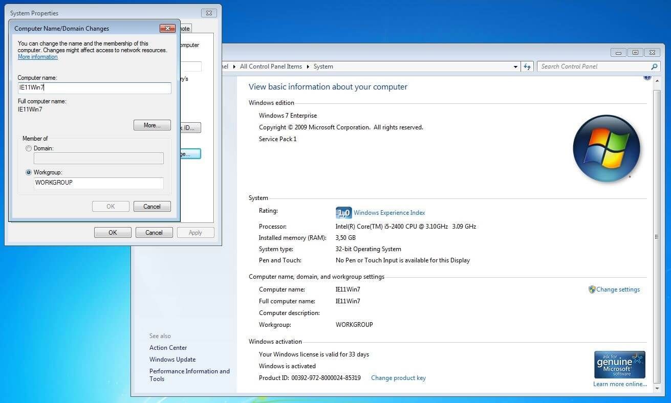 Modifica dell’hostname su Windows 7 tramite il menu Sistema