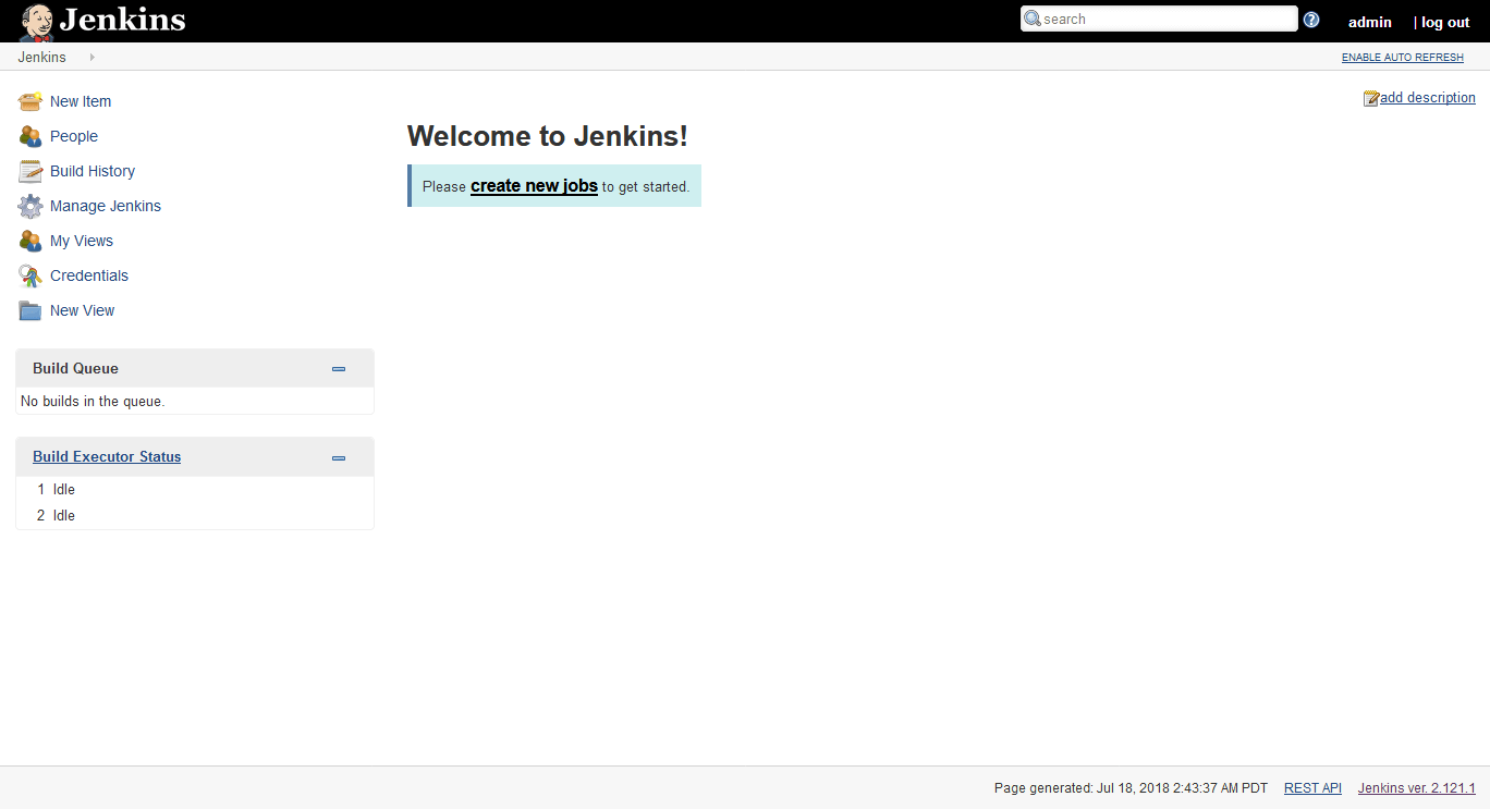Interfaccia web di Jenkins