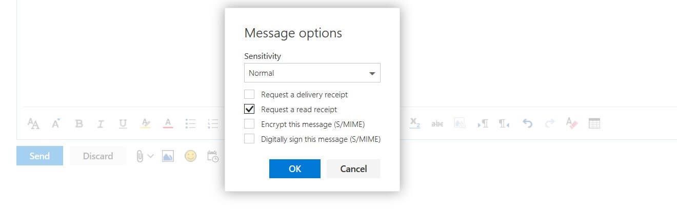 Outlook sul Web: Opzioni messaggio