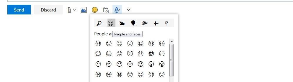 Outlook sul web: menu rapido “Emoticon (emoji)”