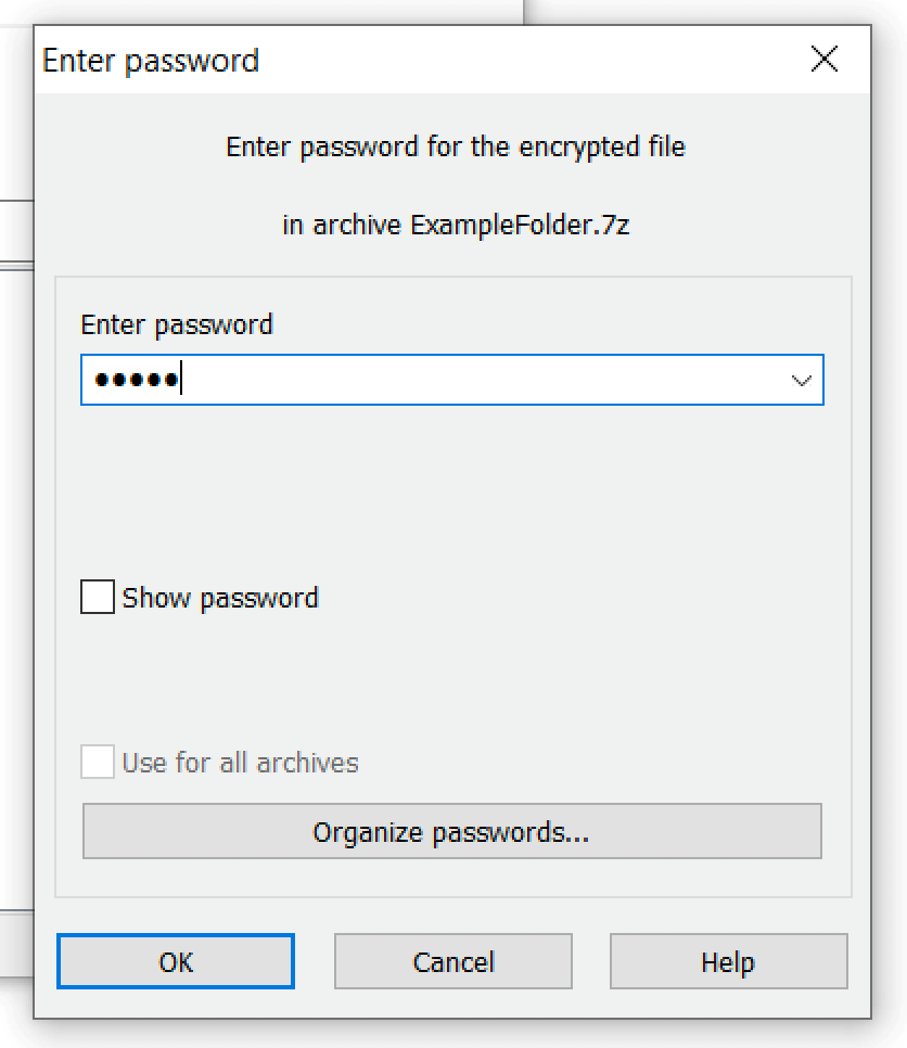 Richiesta password all’apertura di un file 7z criptato