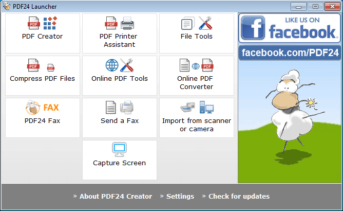 Interfaccia utente di PDF24 Launcher