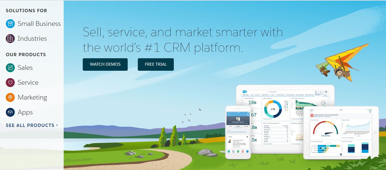 Homepage del fornitore di Saas Salesforce