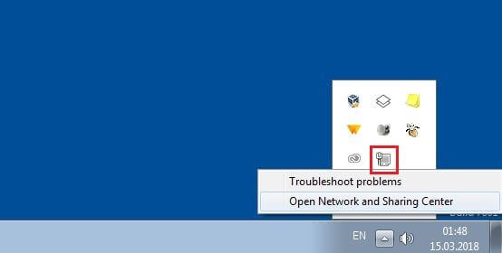 Windows 7: simbolo di rete in System Tray