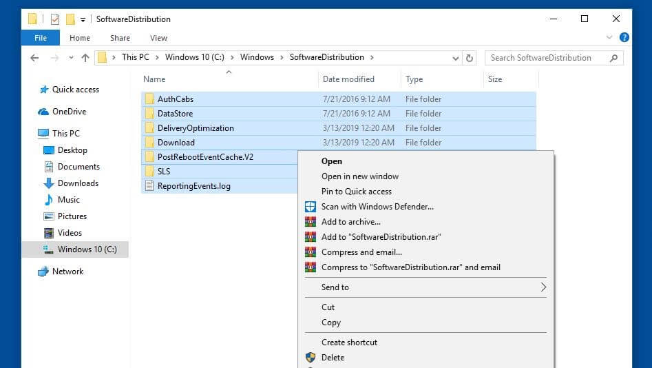 Windows 10: directory “SoftwareDistribution”
