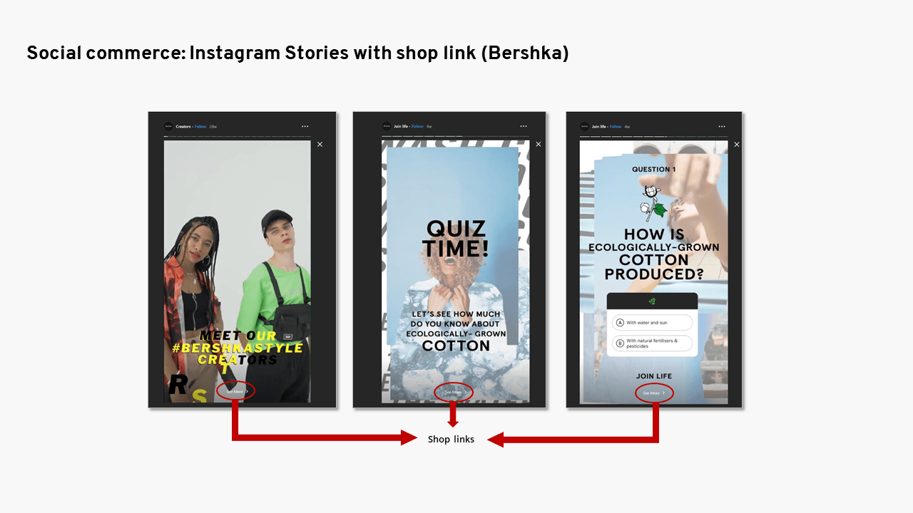 Esempio di social commerce su Intagram (Bershka)