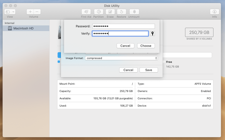 Scegliere la password per la cartella del vostro Mac
