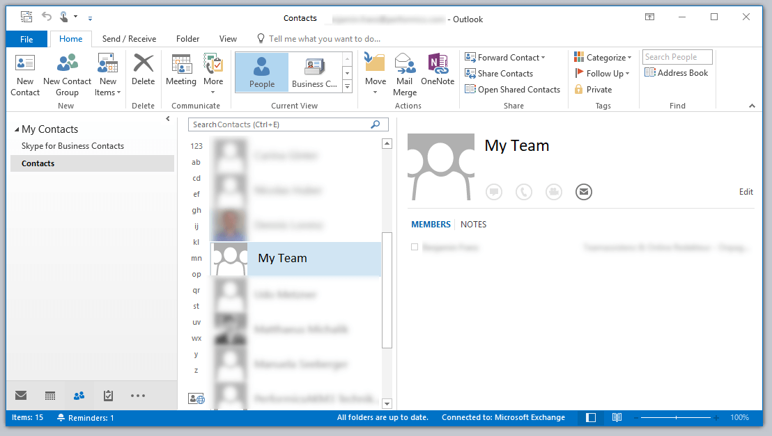 App per il desktop Outlook: la rubrica 