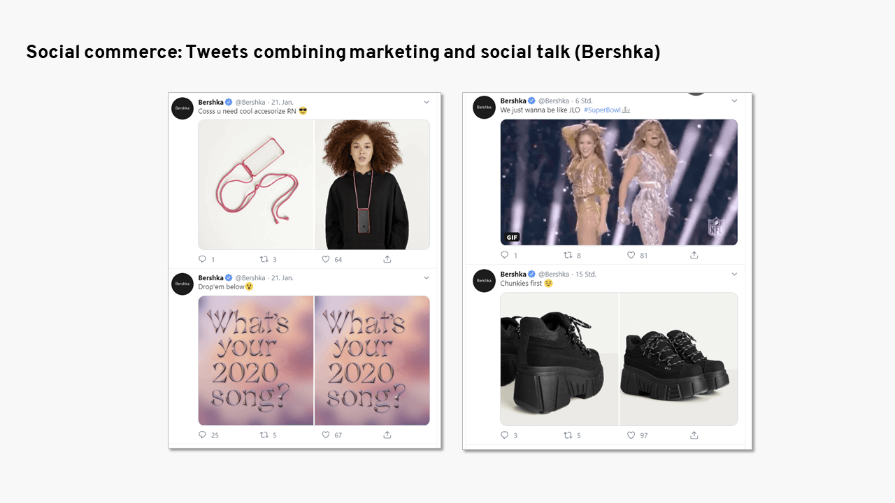 Esempio di social commerce di Bershka su Twitter