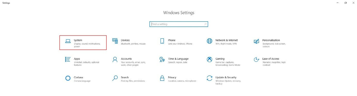 “Impostazioni di Windows” in Windows 10