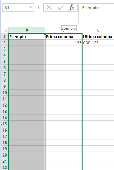 Excel: visualizzazione della nuova posizione della colonna Excel: visualizzazione della nuova posizione della colonna
