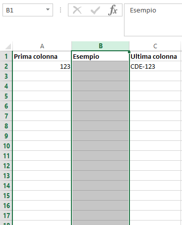 Excel: colonna spostata Excel: colonna spostata