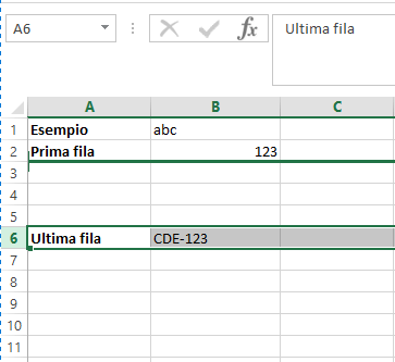 Excel: selezione della nuova posizione della riga Excel: selezione della nuova posizione della riga