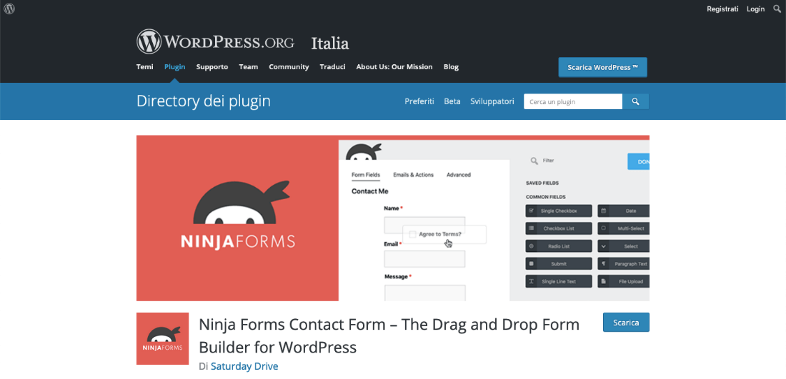 Il plug-in per moduli di contatto WordPress Ninja Forms 