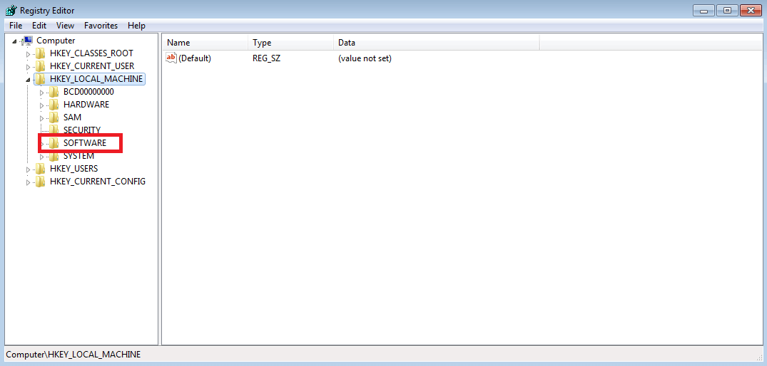 Cartella “Software” del Registro di sistema di Windows