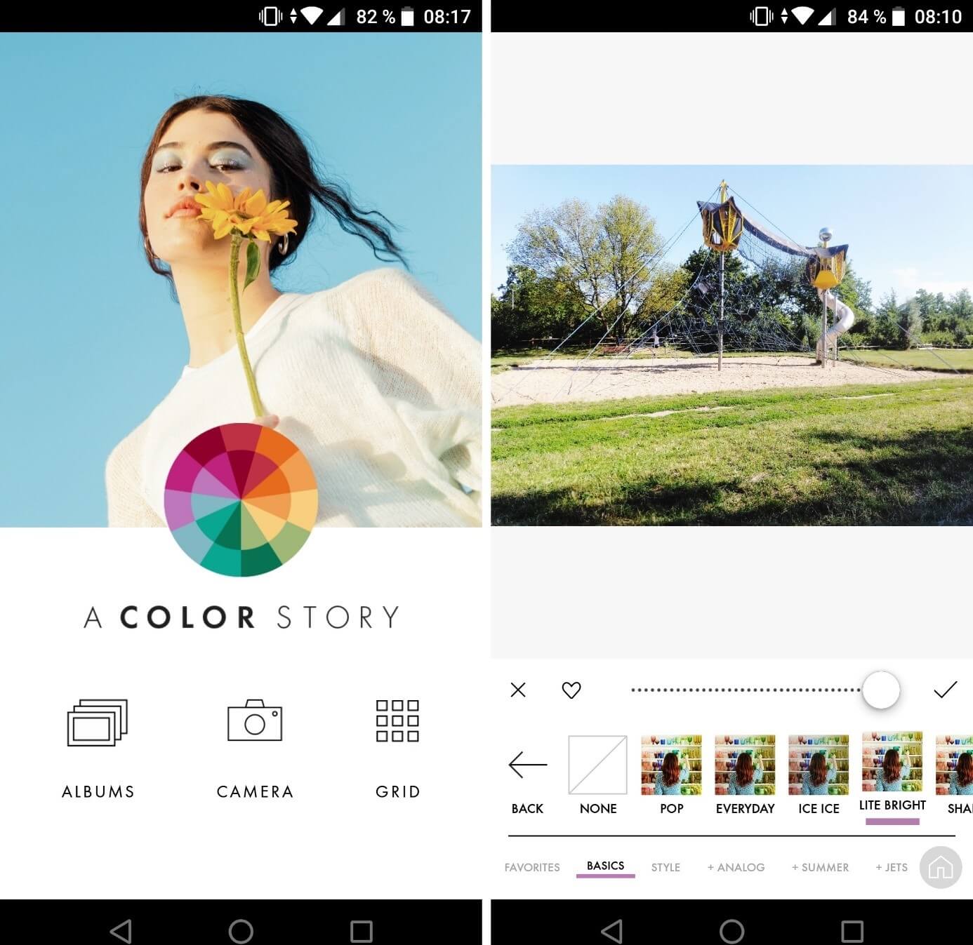 A Color Story: screenshot dall’app per Android