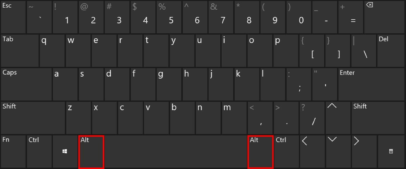 I tasti Alt della tastiera Windows nella versione in lingua inglese