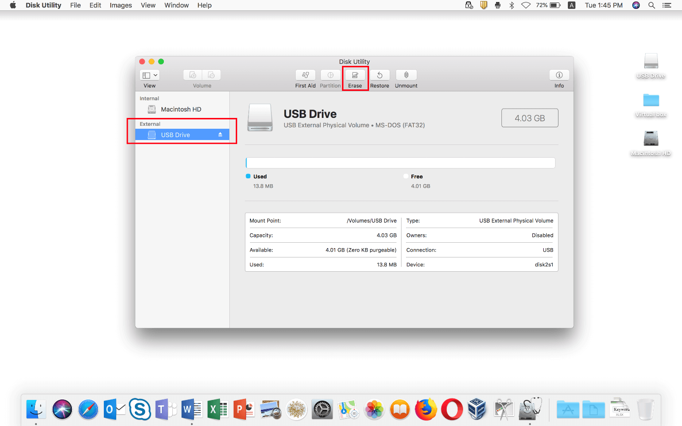 Utility Disco in macOS High Sierra