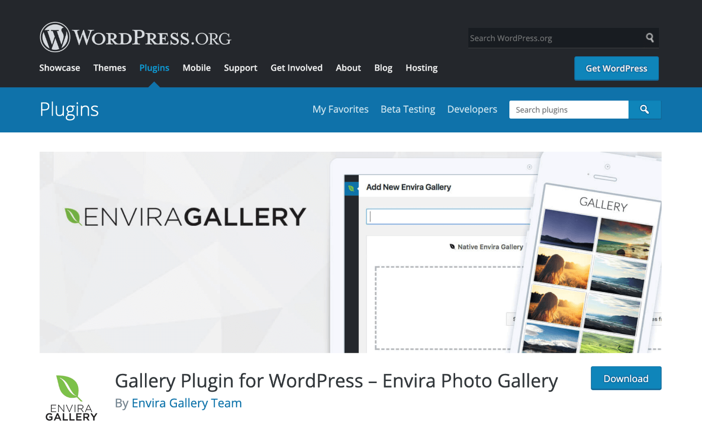 Envira Photo Gallery per WordPress è disponibile su WordPress.org.