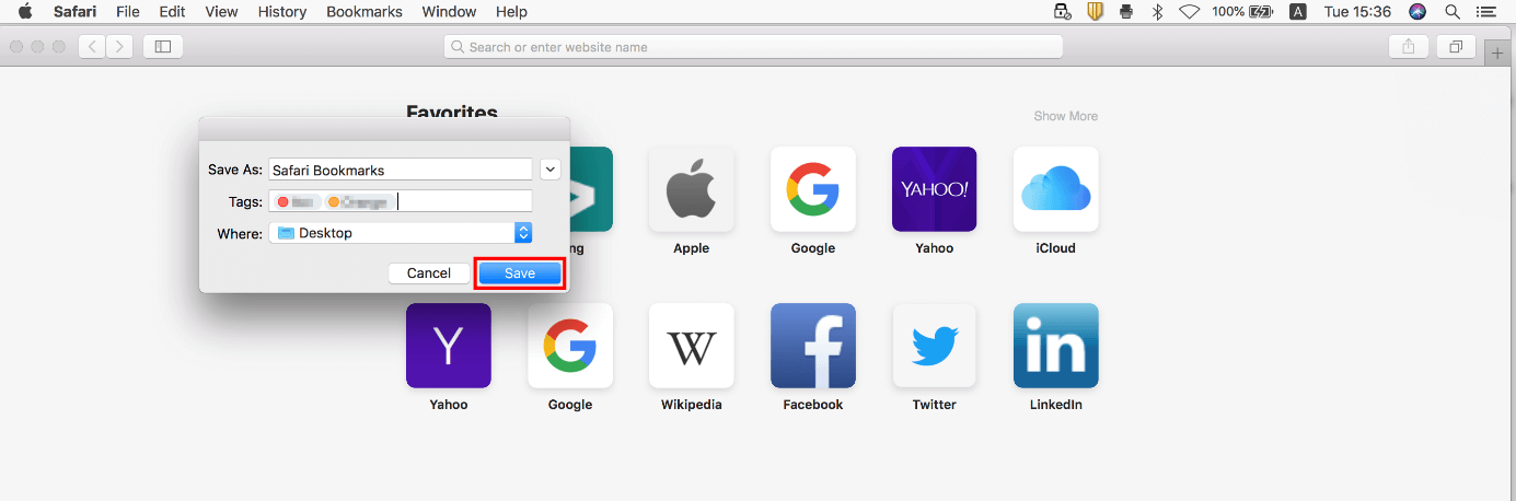 Esportare i segnalibri di Safari su macOS
