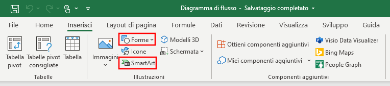 Forme o SmartArt per creare diagrammi di flusso in Excel