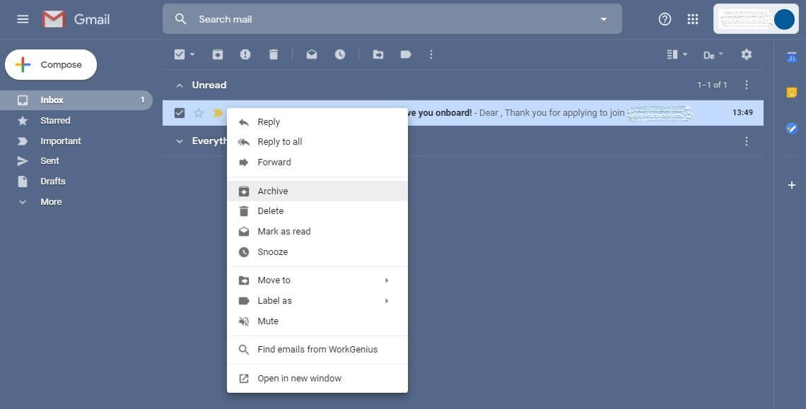 Interfaccia utente Gmail nella versione desktop