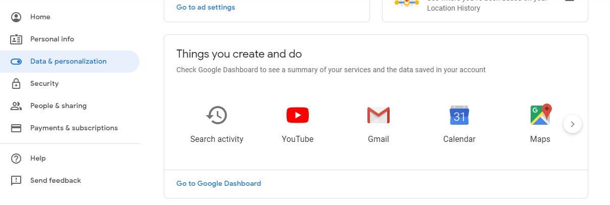 Menu in cui è possibile selezionare Gmail come servizio