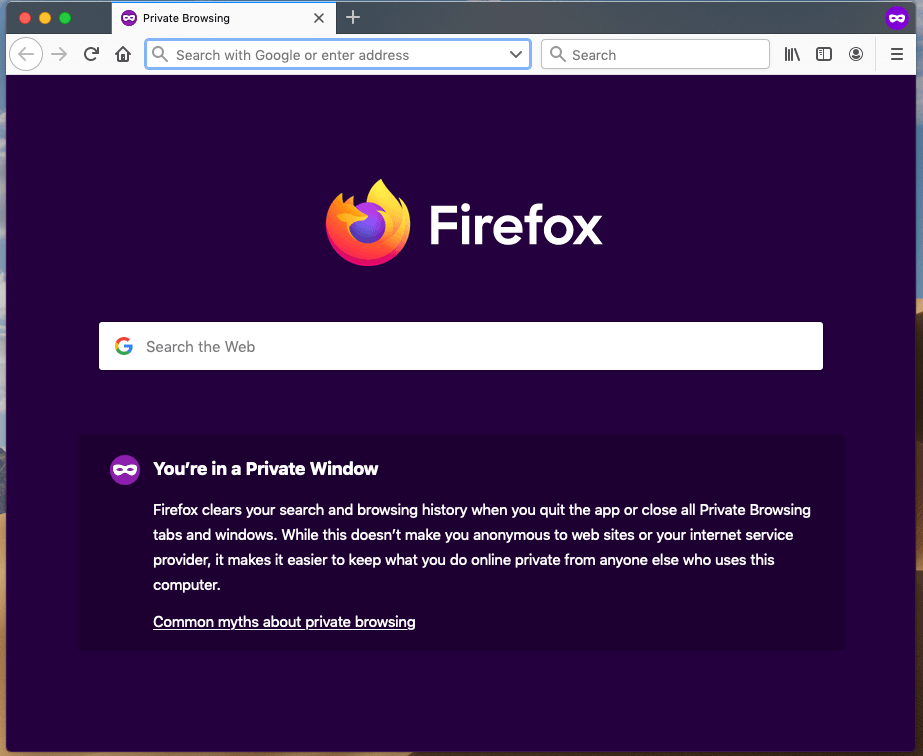 La modalità di navigazione anonima di Firefox