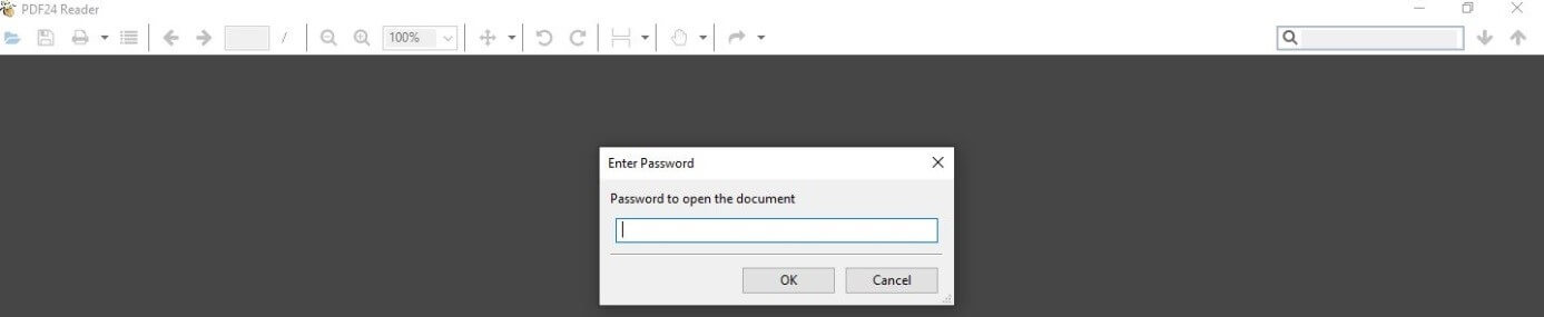Kdan PDF Reader: finestra di richiesta di immissione della password