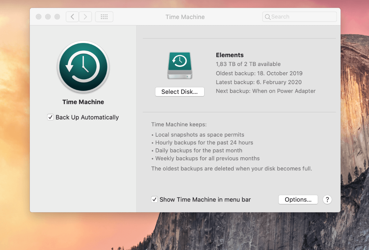 macOS: configurazione di Time Machine
