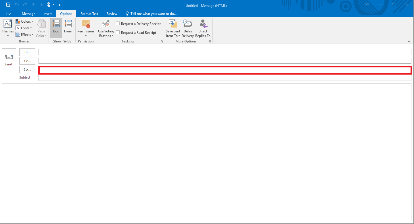 Outlook 2016: Finestra e-mail con Ccn