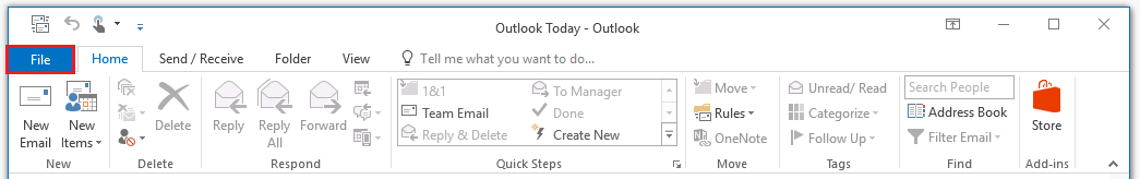 Barra del menu di Outlook
