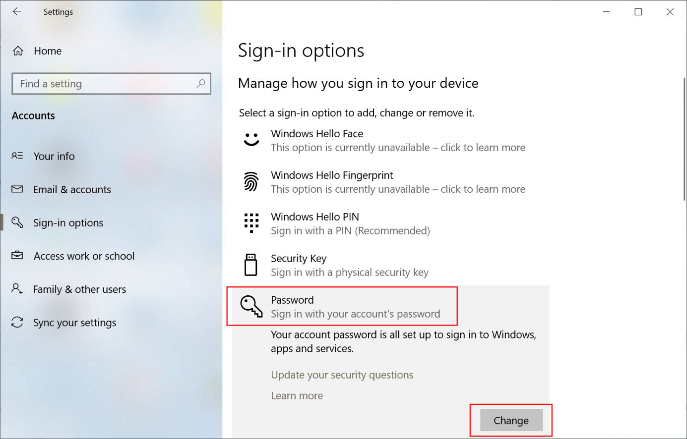 Windows 10: Opzioni di accesso con la finestra password