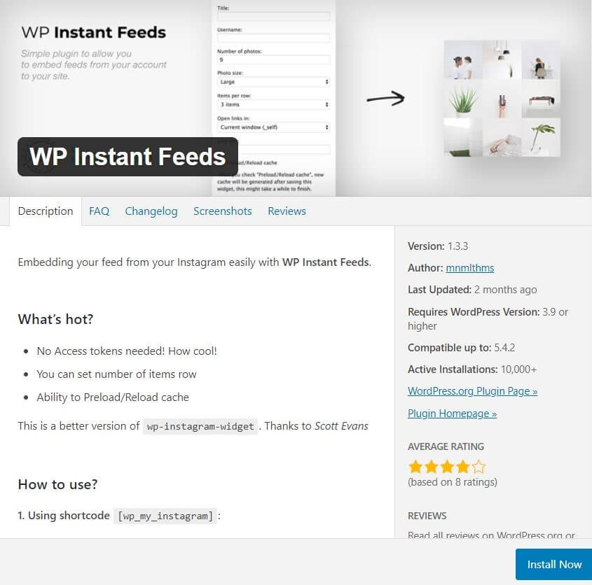 Plug-in Instagram per WordPress: WP Instant Feeds